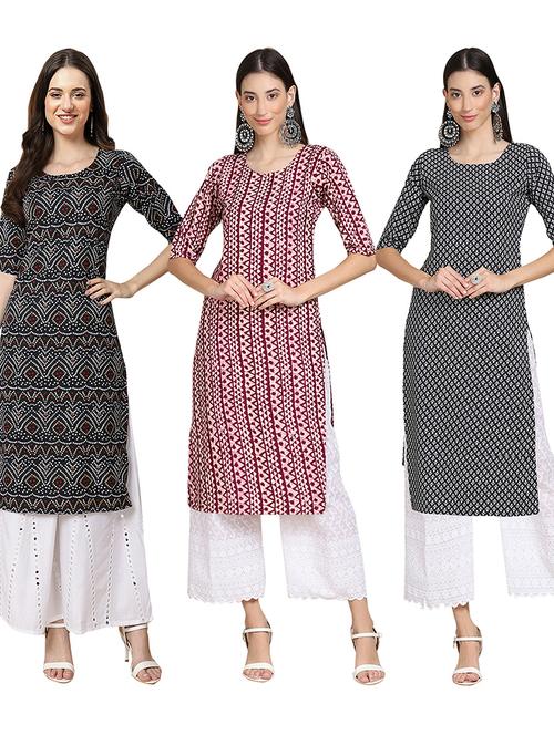 pack of 3 printed straight kurta - 19403834 - Very Small Image - 1