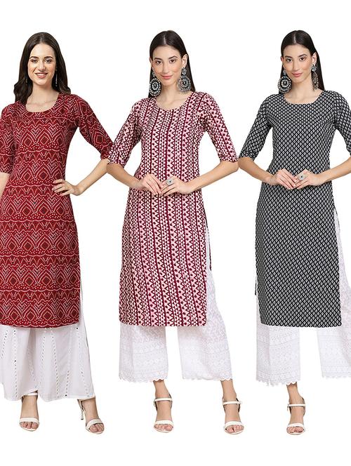 pack of 3 printed straight kurta - 19403839 - Very Small Image - 1