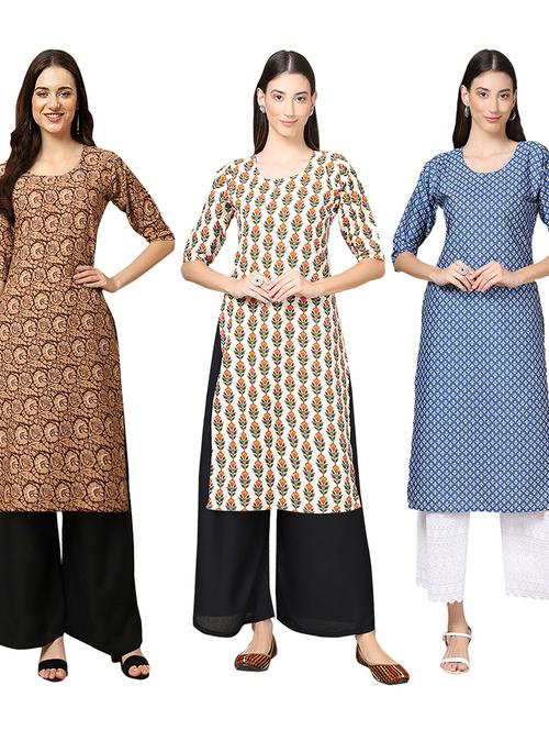 pack of 3 printed straight kurta - 19403865 - Very Small Image - 1