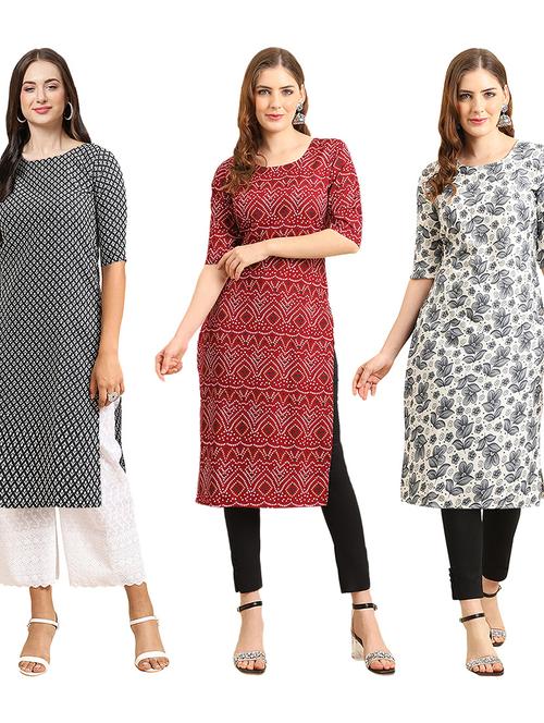 pack of 3 printed straight kurta - 19404134 - Very Small Image - 1