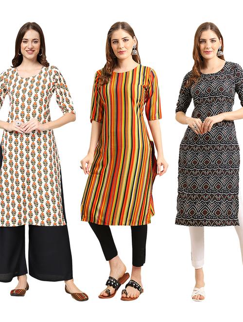 pack of 3 printed straight kurta - 19404221 - Very Small Image - 1
