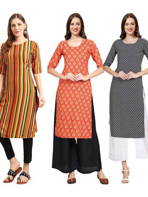 pack of 3 printed straight kurta - 19404239 - Very Small Image - 1