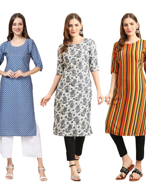 pack of 3 printed straight kurta - 19404247 - Very Small Image - 1