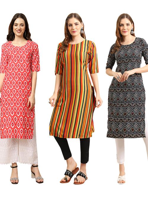 pack of 3 printed straight kurta - 19404266 - Very Small Image - 1