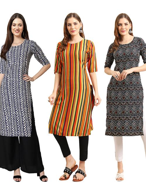 pack of 3 printed straight kurta - 19404276 - Very Small Image - 1