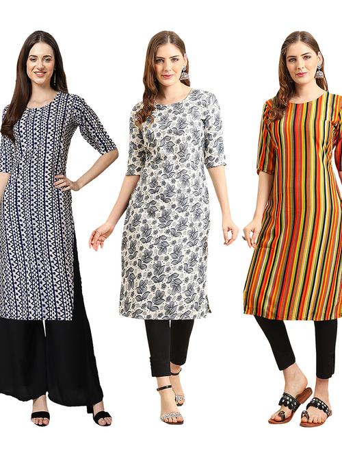 pack of 3 printed straight kurta - 19404277 - Very Small Image - 1