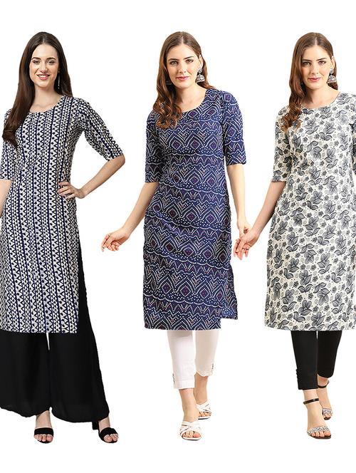pack of 3 printed straight kurta - 19404280 - Very Small Image - 1