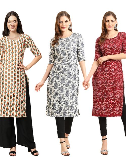 pack of 3 printed straight kurta - 19404486 - Very Small Image - 1