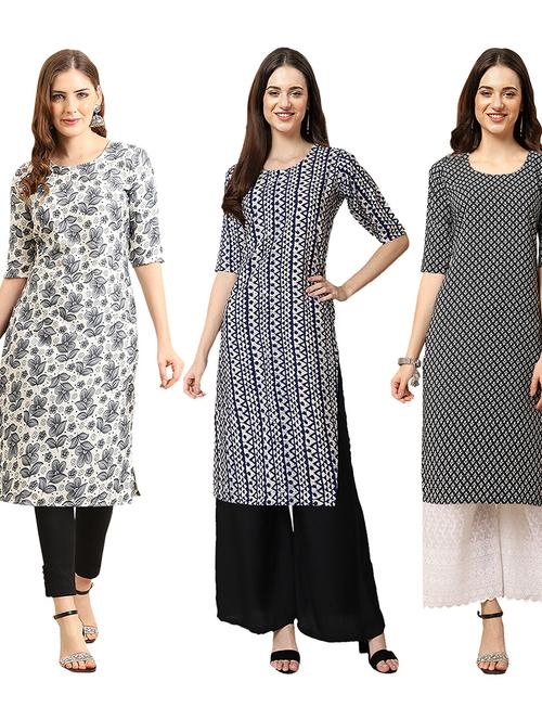 pack of 3 printed straight kurta - 19404504 - Very Small Image - 1