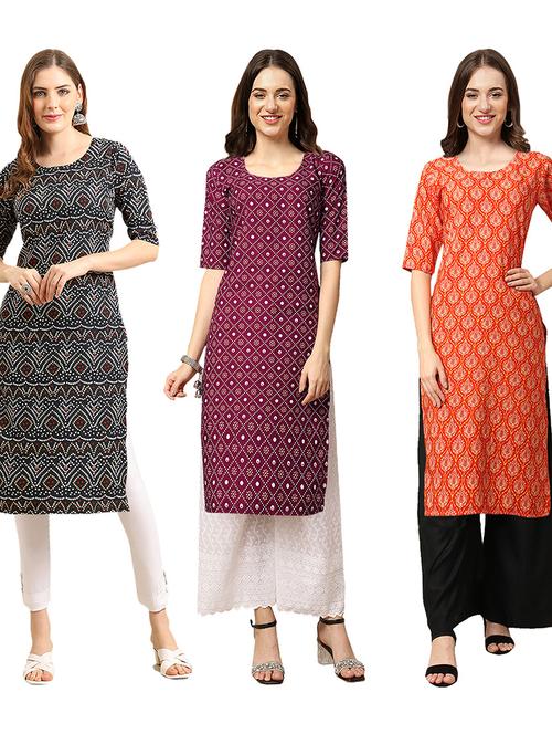 pack of 3 printed straight kurta - 19404512 - Very Small Image - 1
