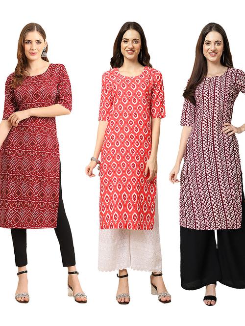 pack of 3 printed straight kurta - 19404514 - Very Small Image - 1