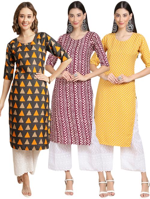 pack of 3 multi colored kurta - 19404944 - Very Small Image - 1