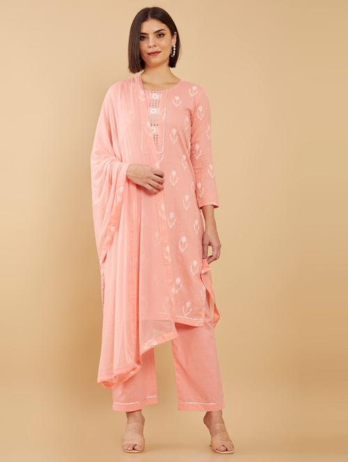 pink printed unstitched salwar suit - 19405820 - Very Small Image - 1