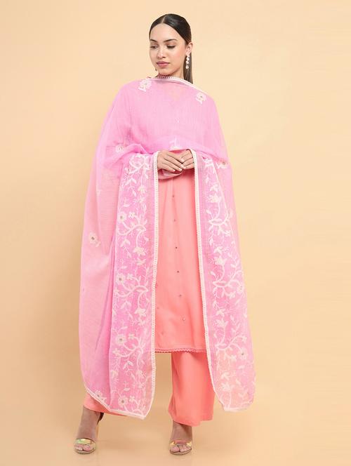 pink polyester dupatta - 19405935 - Very Small Image - 1