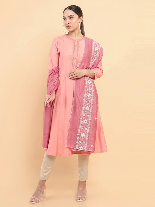 pink embroidered dupatta - 19405936 - Very Small Image - 1