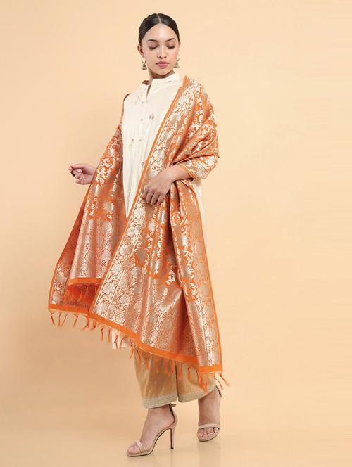 orange viscose dupatta - 19405956 - Very Small Image - 1