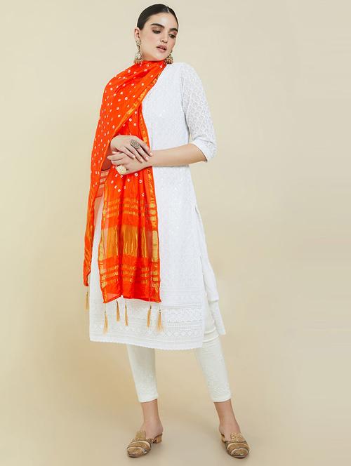 red bandhani dupatta - 19405962 - Very Small Image - 1