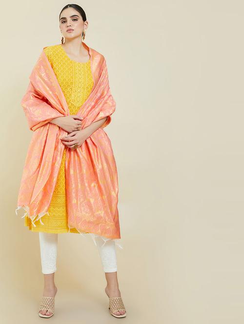 orange gold work dupatta - 19405967 - Very Small Image - 1