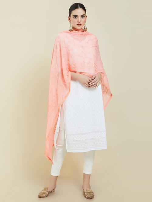 peach embroidered dupatta - 19405979 - Very Small Image - 1