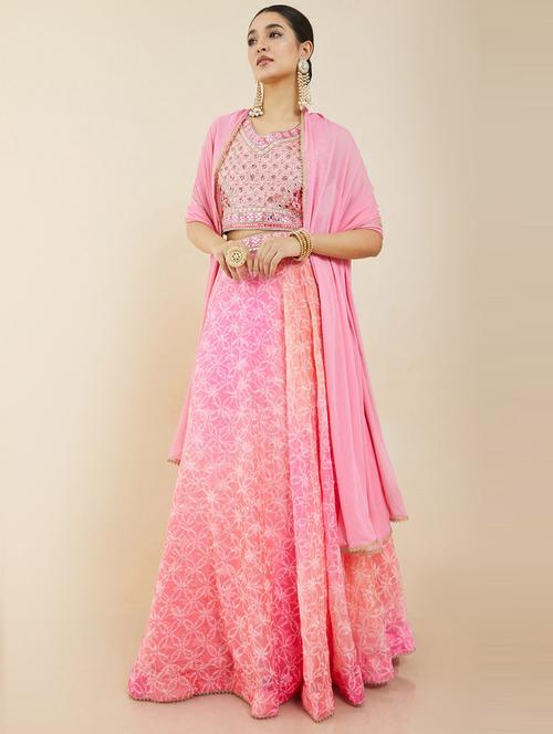 pink flared lehenga - 19407323 - Very Small Image - 1