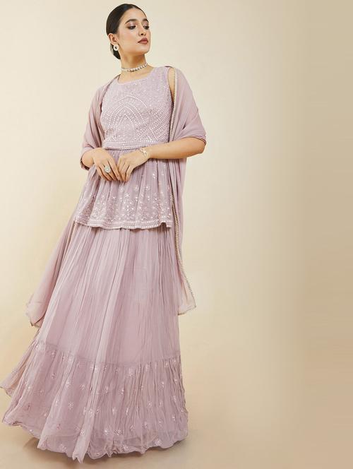 lavender flared lehenga - 19407335 - Very Small Image - 1