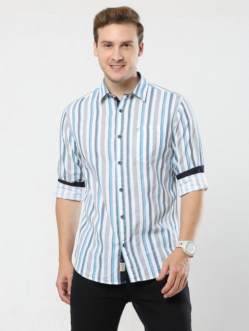 mens stripes casual shirt - 19407907 - Very Small Image - 1