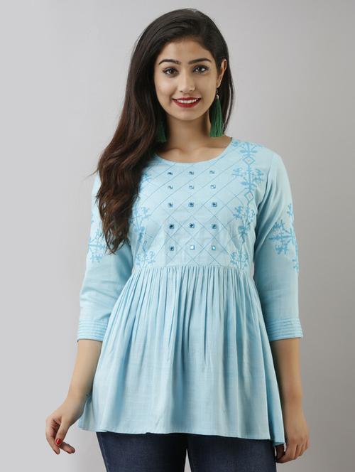 neck printed a-line top - 19408219 - Very Small Image - 1