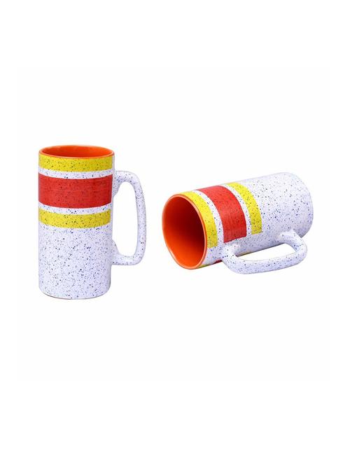 caffeine handmade ceramic matte white and orange milk mug (set of 2) - 19408605 - Very Small Image - 1