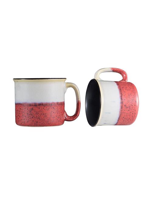 caffeine ceramic handmade matte white and coral peach maggie mug (set of 2) - 19408671 - Very Small Image - 1