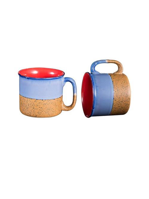 caffeine ceramic handmade blue and mustard maggie mug (set of 2) - 19408696 - Very Small Image - 1