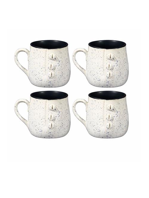 caffeine ceramic handmade matte white & glossy black buttoned tea cups (set of 4 pcs) - 19408720 - Very Small Image - 1