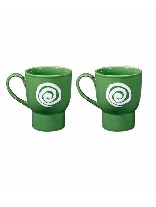 caffeine ceramic handmade green doodle tea cups (set of 2 pcs) - 19408734 - Very Small Image - 1