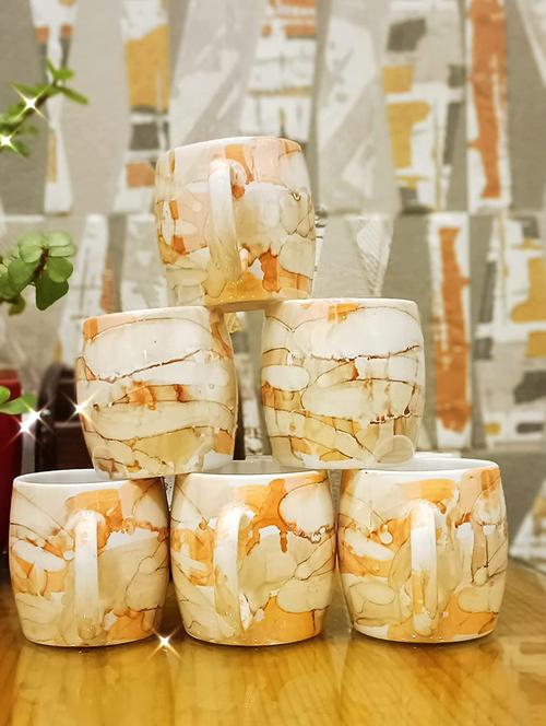 caffeine ceramic handmade yellow floral tea cup set (set of 6) - 19408749 - Very Small Image - 1