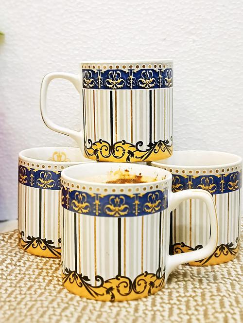 caffeine ceramic handmade blue arrow pattern tea cup set (set of 2) - 19408752 - Very Small Image - 1