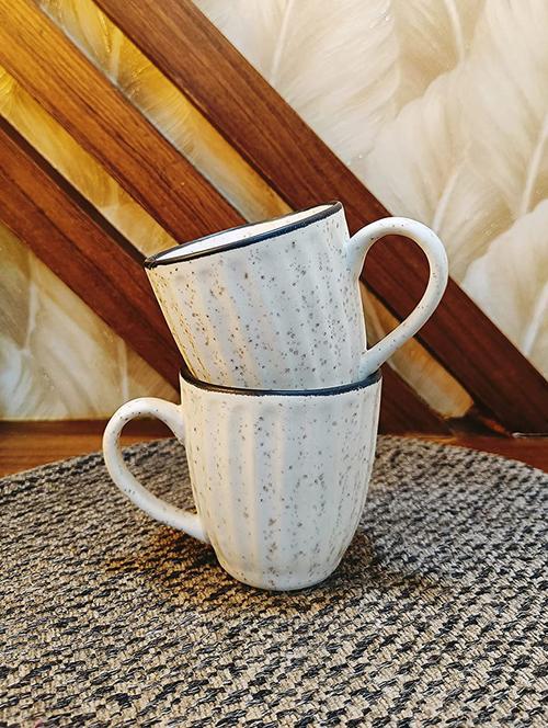 caffeine ceramic handmade white matte tea cup (set of 2) microwave & dishwasher safe - 19408776 - Very Small Image - 1
