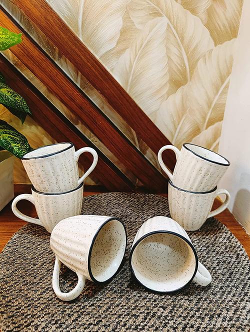 caffeine ceramic handmade white matte tea cup (set of 6) microwave & dishwasher safe - 19408778 - Very Small Image - 1