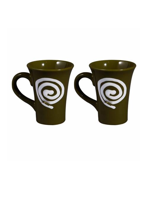 caffeine ceramic handmade pickle green doodle tea cup (set of 2) - 19408784 - Very Small Image - 1