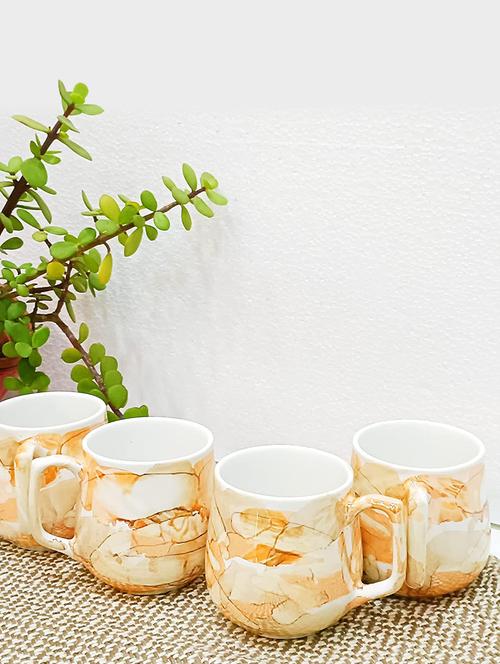 caffeine ceramic golden glossy marble tea cup set of 4 - 19408787 - Very Small Image - 1