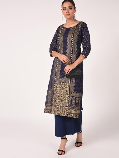 blue printed straight kurta - 19408952 - Very Small Image - 1