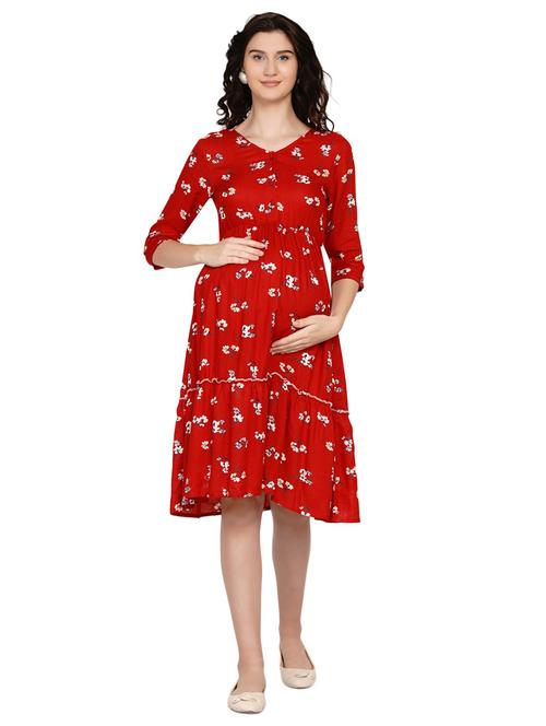 foral print fit & flare maternity dress - 19409136 - Very Small Image - 1