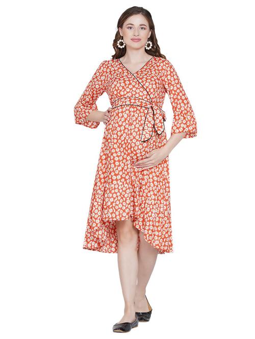 foral print high low maternity dress - 19409144 - Very Small Image - 1