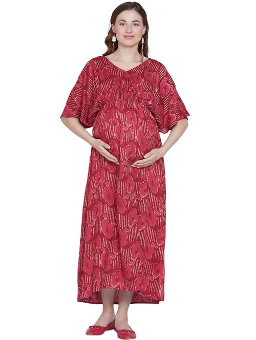 foral print side slit maternity dress - 19409147 - Very Small Image - 1