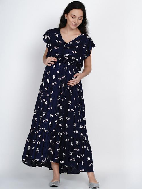 floral print fit & flare maternity dress - 19409188 - Very Small Image - 1