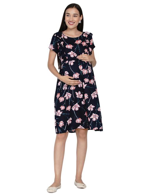floral print fit & flare maternity dress - 19409191 - Very Small Image - 1