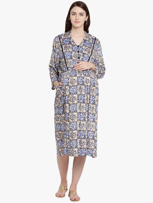 printed a-line side pocket maternity dress - 19409196 - Very Small Image - 1