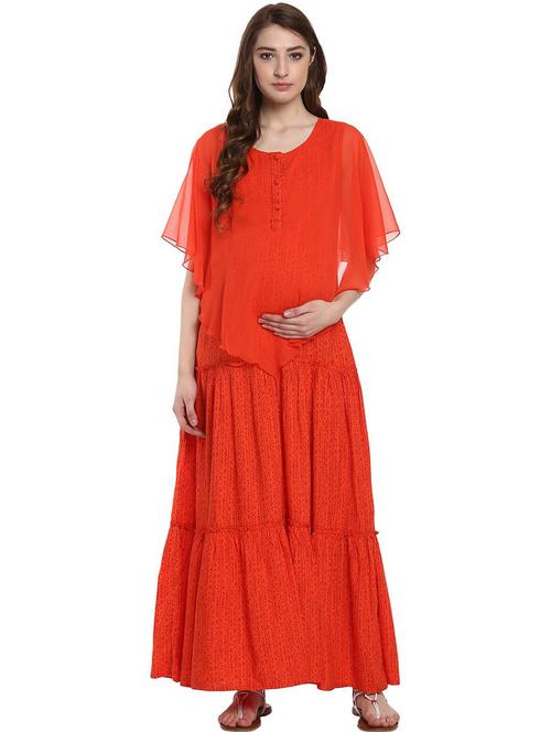 orange cape sleeve maternity dress - 19409197 - Very Small Image - 1
