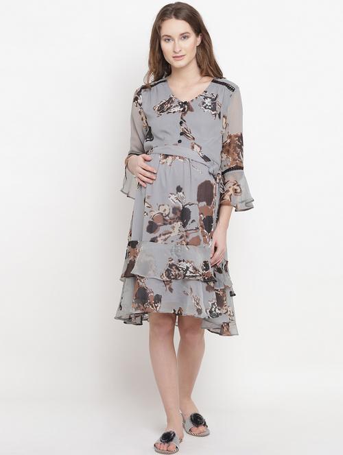 floral print fit & flare maternity dress - 19409202 - Very Small Image - 1
