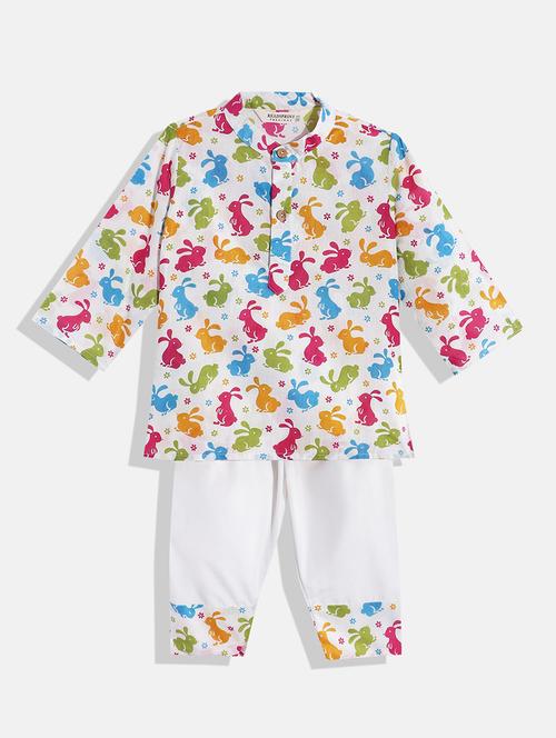 boys white cotton kurta set - 19409208 - Very Small Image - 1