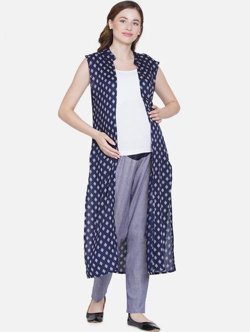 printed maternity side slit shrug - 19409271 - Very Small Image - 1
