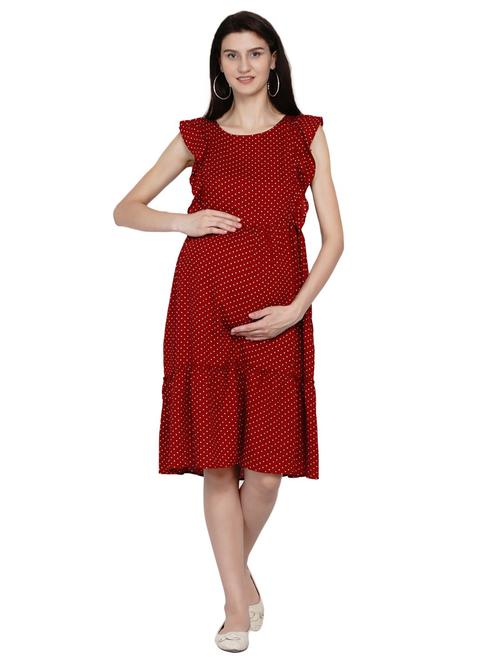 polka doted fit & flare maternity dress - 19409283 - Very Small Image - 1